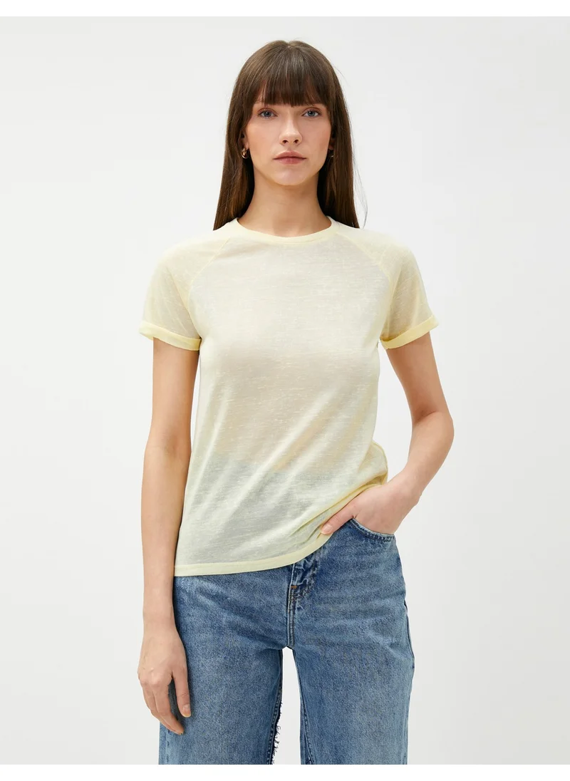 كوتون Crew Neck T-Shirt Raglan Sleeve