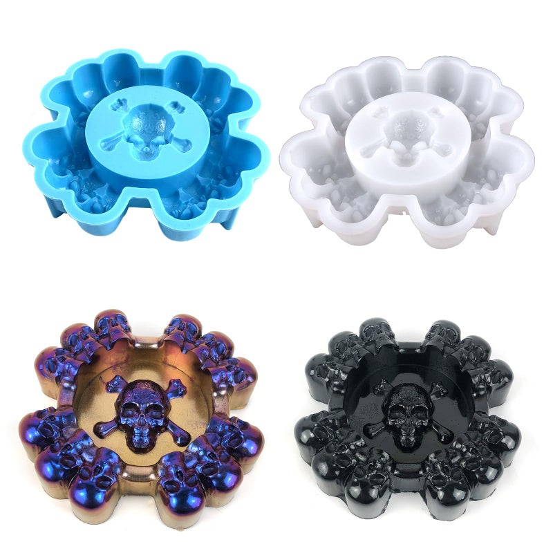 قالب جمجمة السيليكون الأبيض لصينية الرماد من راتنج الإيبوكسي ديكور المنزل لهالوين - Image 3