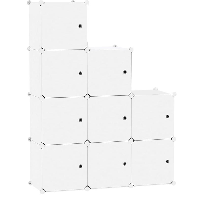 CAHOME Cube Storage Organizer with Doors 9Cube Shelf Closet Cabinet DIY Plastic Modular Bookshelf Storage Shelves Ideal for BedroomLiving Room366L x 124W x 366H Milky USHS3009MDOOR