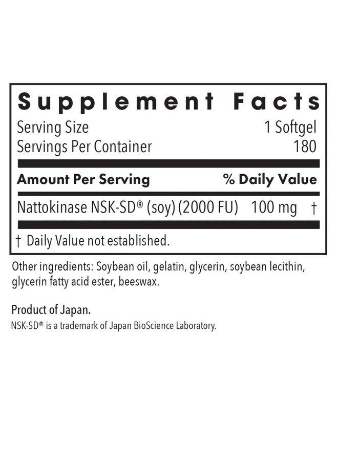 اليرجي ريسيرتش جروب مجموعة أبحاث الحساسية - مكمل ناتوكيناز NSK-SD 2000 FU، 100 ملغ - صحة القلب والأوعية الدموية/الدورة الدموية - 180 كبسولة هلامية - Image 3