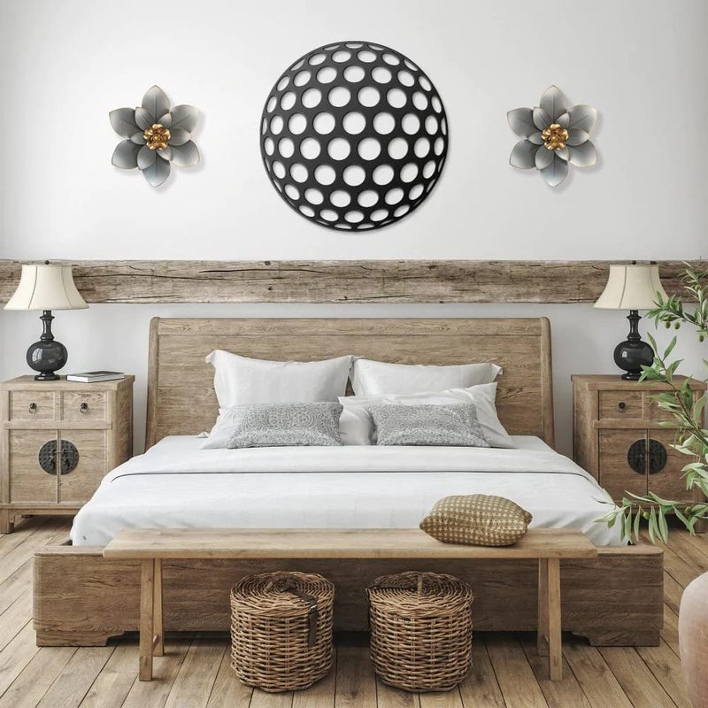 Picfarce Metal Flower Wall Art Decor, 10â€œ Rustic Modern Floral Sculpture, Distressed Iron Wall Hanging Home Decoration Accent Artworks for Indoor Kitchen Bedroom Living Room Office Outdoor Garden Patio - Image 3