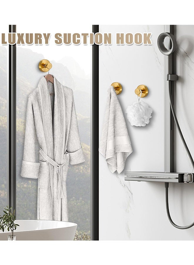 Suction Cup Hooks for Shower No-Drill Bathroom Hooks for Towels, Robes, Loofah Mountable on Bathroom Walls, Kitchen, Glass, Mirrors, Tile and Smooth,Non-Porous Surfaces (2 Pack, Gold) - Image 5