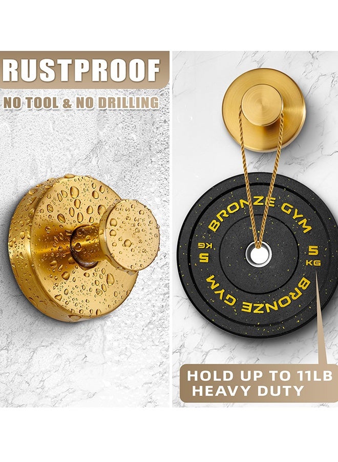 Suction Cup Hooks for Shower No-Drill Bathroom Hooks for Towels, Robes, Loofah Mountable on Bathroom Walls, Kitchen, Glass, Mirrors, Tile and Smooth,Non-Porous Surfaces (2 Pack, Gold) - Image 4