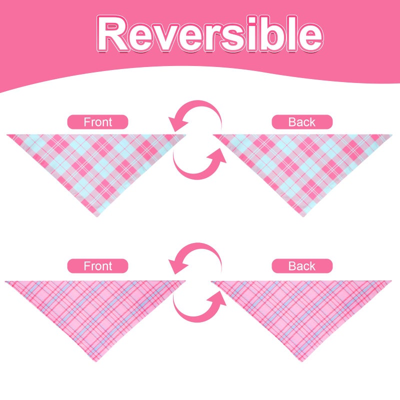 Agroon Pink Dog Bandana Girl Large 2PCS, Summer Spring Scarf, Durable Triangle Reversible Bibs Handkerchief for Puppy Pet - Image 5