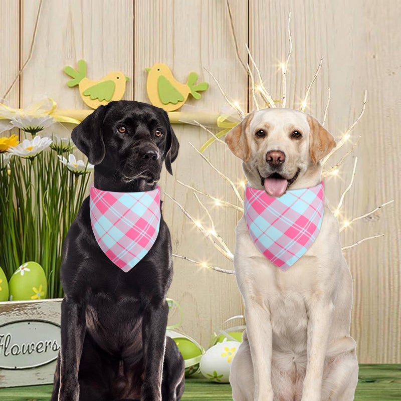 Agroon Pink Dog Bandana Girl Large 2PCS, Summer Spring Scarf, Durable Triangle Reversible Bibs Handkerchief for Puppy Pet - Image 4