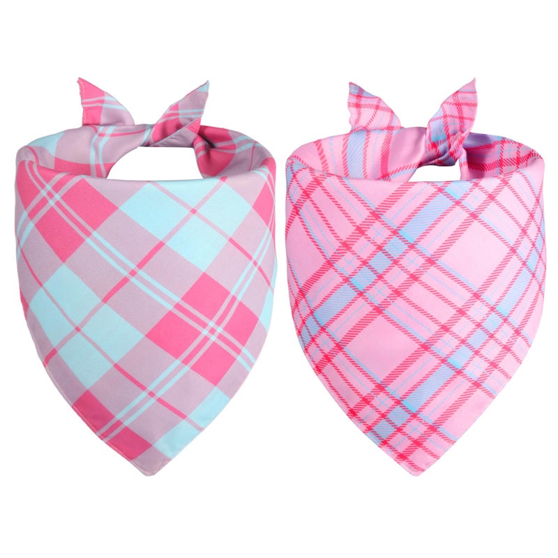 Agroon Pink Dog Bandana Girl Large 2PCS, Summer Spring Scarf, Durable Triangle Reversible Bibs Handkerchief for Puppy Pet - Image 1