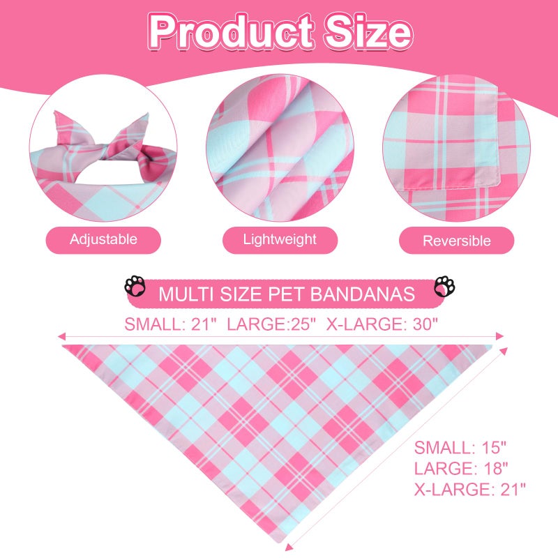 Agroon Pink Dog Bandana Girl Large 2PCS, Summer Spring Scarf, Durable Triangle Reversible Bibs Handkerchief for Puppy Pet - Image 2