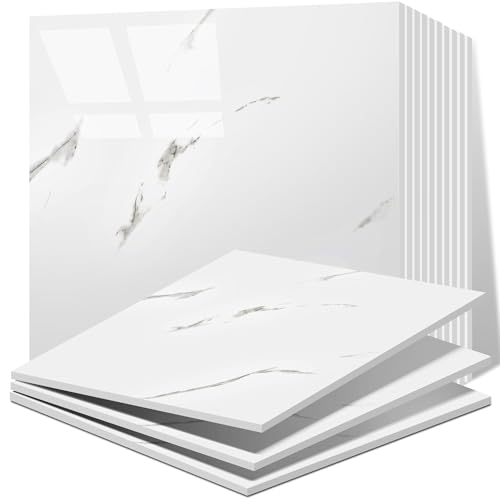 Vieshful بلاط خلفية قابل للتقشير واللصق من Vieshful 20 قطعة، بلاط رخام ذاتي اللصق 12"x12" للجدران، ألواح جدارية مقاومة للماء من PVC، بلاط خلفية ملصق للمطبخ والحمام وغرفة المعيشة (ليس بلاط حقيقي) - Image 1