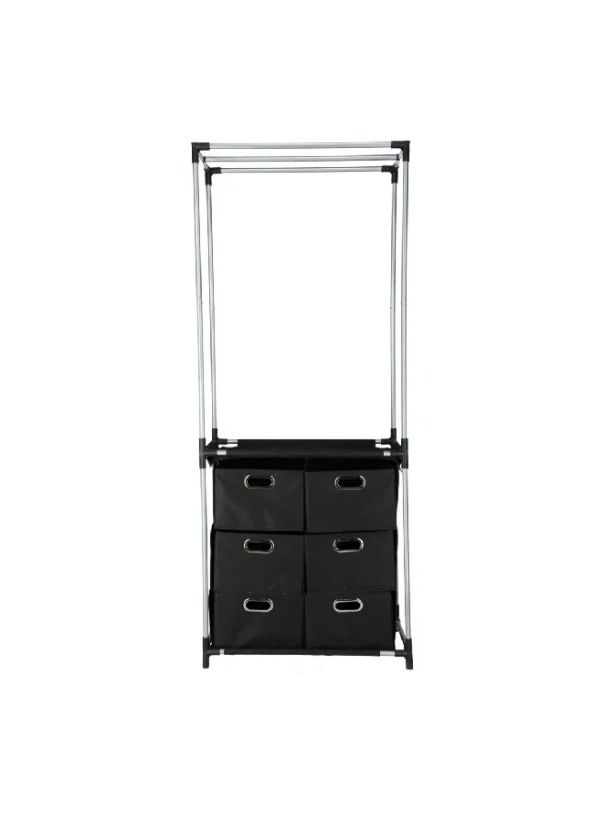 HoneyBee Durable Foldable Easy To Install Garment Rack with Drawers Black and Silver XLW-704