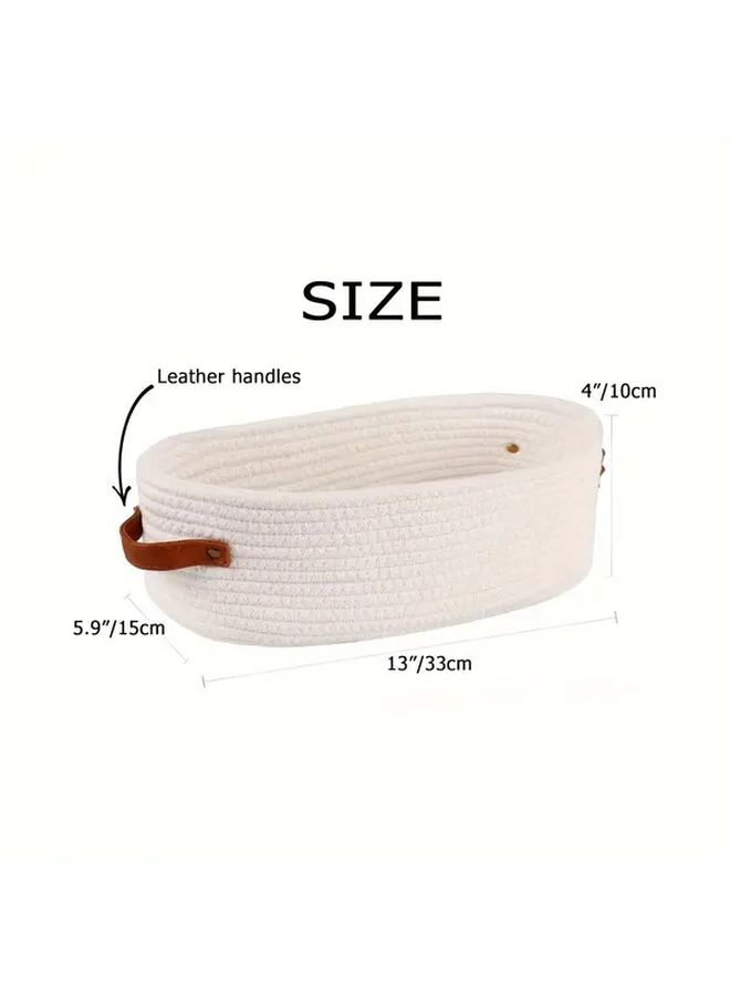 Coffee Color Rattan Style Woven Storage Basket With Double Handles Durable Structure For Bathroom Restroom Desktop Shelf Organization - Image 3