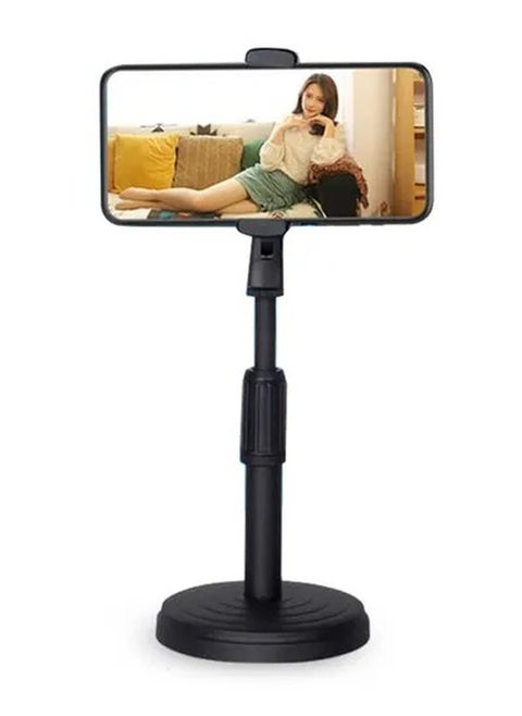 Desktop Portable Stable Round Base Cell Phone Stand Holder Black