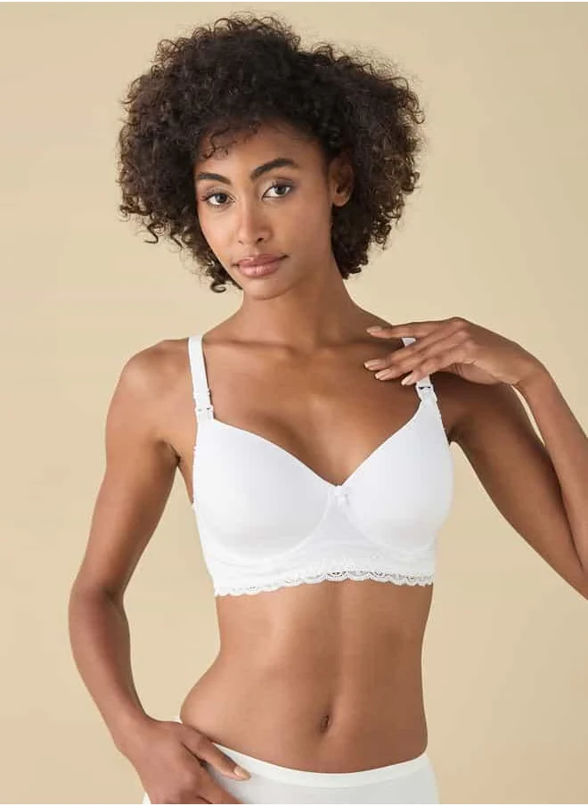 Splash FAV Lace Detail Solid Nursing Bra with Hook and Eye Closure
