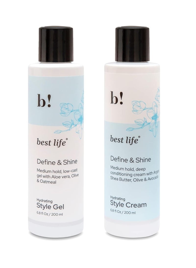 Best Life Best Life Define and Shine Hydrating Style Curly Hair Gel 200ML And Cream for Curly and Wavy Hair 200ML  - Image 1