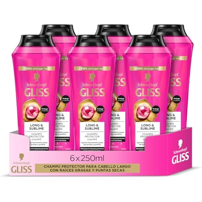 Gliss - SHAMPOO FOR LONG HAIR WITH OILY ROOTS - LONG&SUBLIME - 4 X 250ML- PROTECTIVE RANGE - Image 1