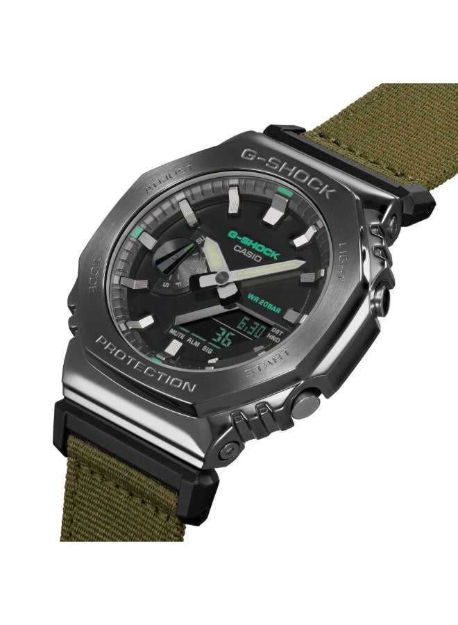 G-SHOCK ساعة كاسيو جي شوك للرجال بتقنية التناظرية والرقمية بحزام نايلون كوارتز GM-2100CB-3ADR - Image 5