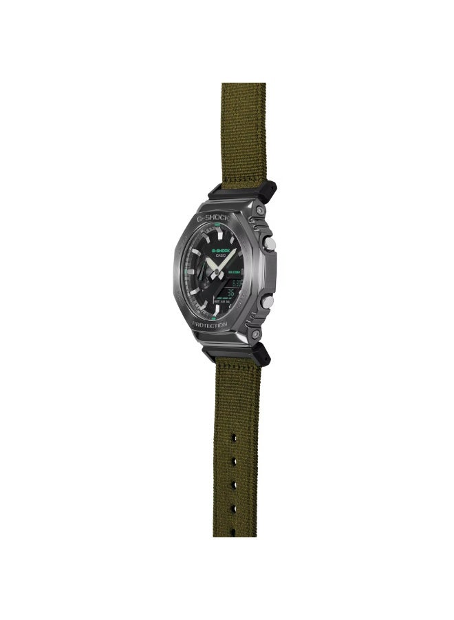 G-SHOCK ساعة كاسيو جي شوك للرجال بتقنية التناظرية والرقمية بحزام نايلون كوارتز GM-2100CB-3ADR - Image 4