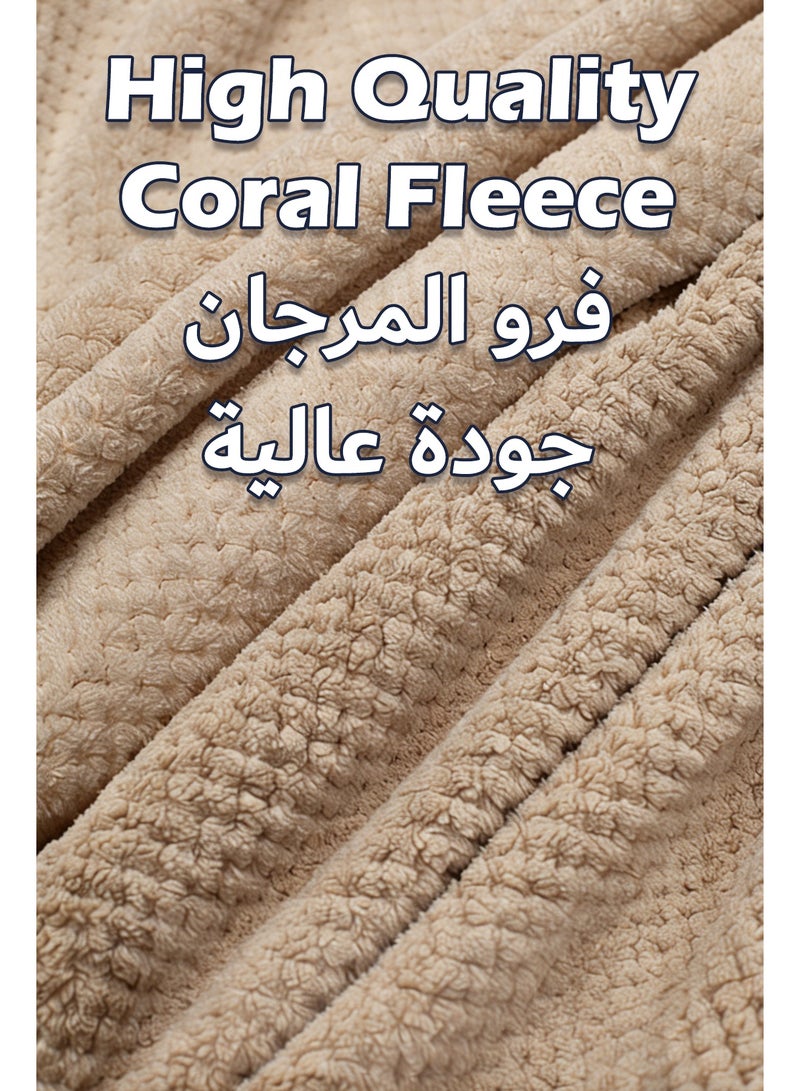 روب حمام فاخر من صوف الكورال، رداء حمام ناعم ماص للرطوبة مع جيوب وحزام، خالٍ من المواد المفلورة، روب منتجع صحي ناعم للاستحمام والفندق والمنزل - Image 3