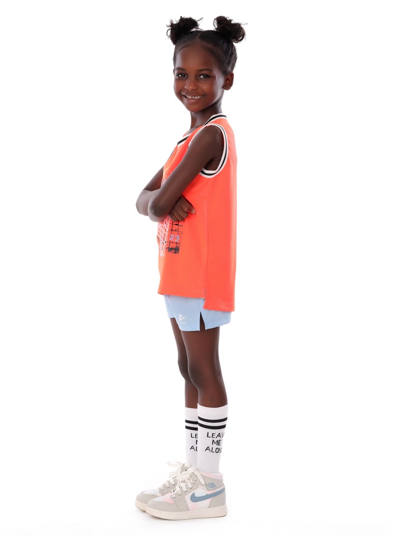 ANJA Girls' Orange Basketball T-Shirt – Comfortable, Cut-Sleeve Design - Image 5
