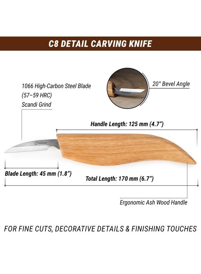 BeaverCraft Wood Carving Detail Knife C8 1.5" Whittling Knife for Detail Wood Carving Craft Knife - Chip Carving Knife Wood Carving Tools for Beginners and Kids - Image 2