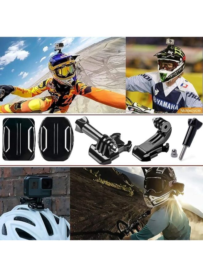 Generic Action Camera Accessories Kit, Helmet Adhesive Sticky Mounts and Buckle Kit, Quick Release Buckle Clip Basic Mount, Vertical Surface J-Hook Buckle Mount Base, Long Thumb Screw, Curved and Flat Mounts - Image 4
