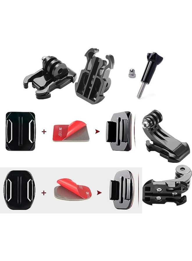 Generic Action Camera Accessories Kit, Helmet Adhesive Sticky Mounts and Buckle Kit, Quick Release Buckle Clip Basic Mount, Vertical Surface J-Hook Buckle Mount Base, Long Thumb Screw, Curved and Flat Mounts - Image 2