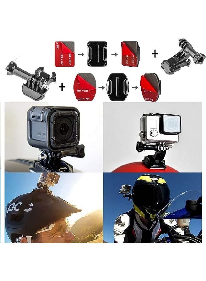 Generic Action Camera Accessories Kit, Helmet Adhesive Sticky Mounts and Buckle Kit, Quick Release Buckle Clip Basic Mount, Vertical Surface J-Hook Buckle Mount Base, Long Thumb Screw, Curved and Flat Mounts - Image 3