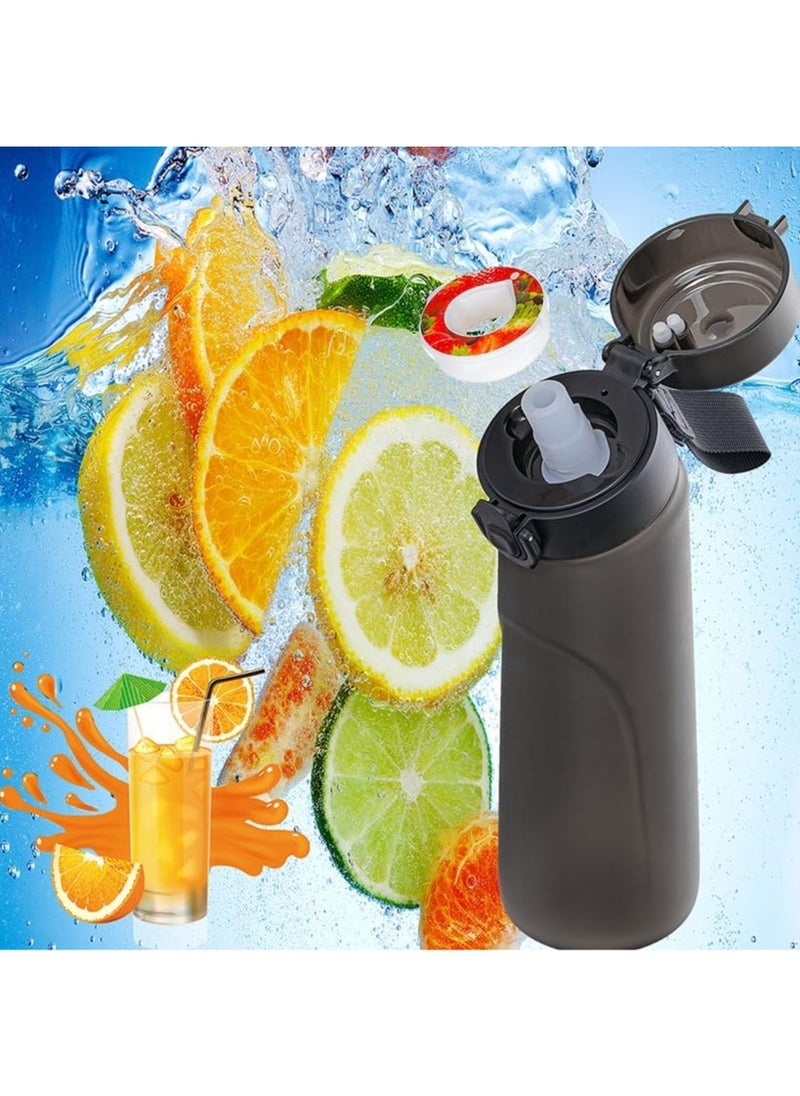 Generic - A1r Up Bottle with 5 Pieces Flavoured Pods, 750ml Air Water Bottle, Scent Up Water Cup Suitable for Outdoor/Sports/Fitness/Fashion, 0 Sugar, 0 Calorie (Black) - Image 1