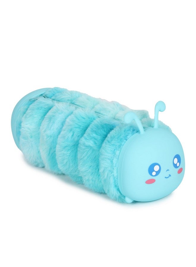 Samvardhan SAMVARDHAN Cute Animal Plush Pencil Case for Kids and Girls - Soft and Adorable Caterpillar, Unicorn, and Bear Design, School Supplies (Blue) - Image 1