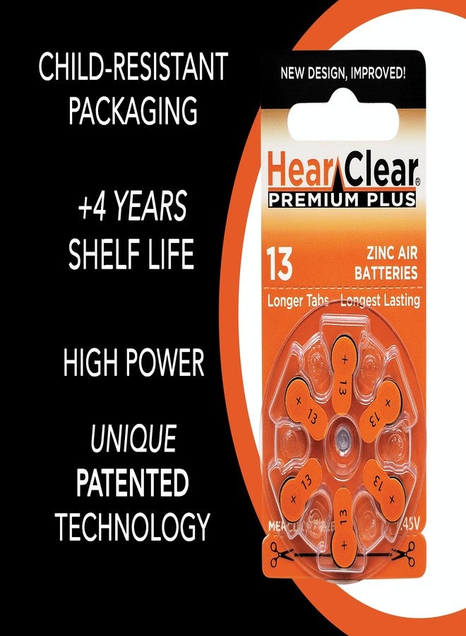 بطاريات سماعات الأذن Hear Clear مقاس 13 PR48 ذات غطاء برتقالي (60 بطارية) + سلسلة مفاتيح - Image 2