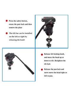 Coopic CP-VT10 Heavy Duty Aluminum Alloy Video Tripod 360° Degree Fluid Drag Head Tripod with D2 Dolly Rubber Wheels Adjustable Leg Mounts Compatible with Canon Nikon Sony Digital & Camcorder Cameras  - Image 3