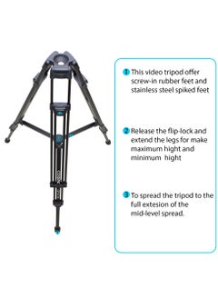 Coopic CP-VT10 Heavy Duty Aluminum Alloy Video Tripod 360° Degree Fluid Drag Head Tripod with D2 Dolly Rubber Wheels Adjustable Leg Mounts Compatible with Canon Nikon Sony Digital & Camcorder Cameras  - Image 4