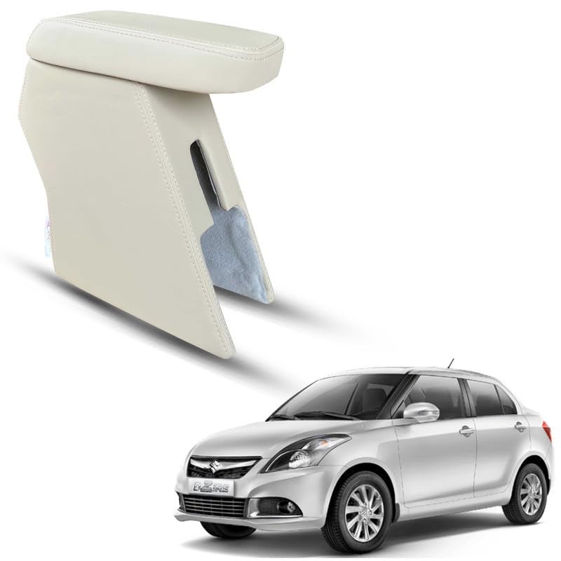Carigiri Premium Finish Car Armrest with Storage Box And High Density Moulded Foam For Maruti Suzuki Swift Dzire (Models-2013-2017) (Beige with Beige Stitching,Nappa Leatherette) - Image 1