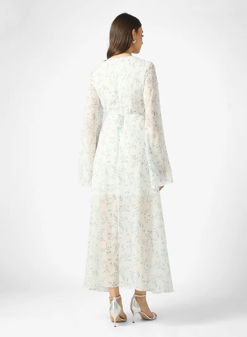 ELLA Ditsy Print Bell Sleeved Dress