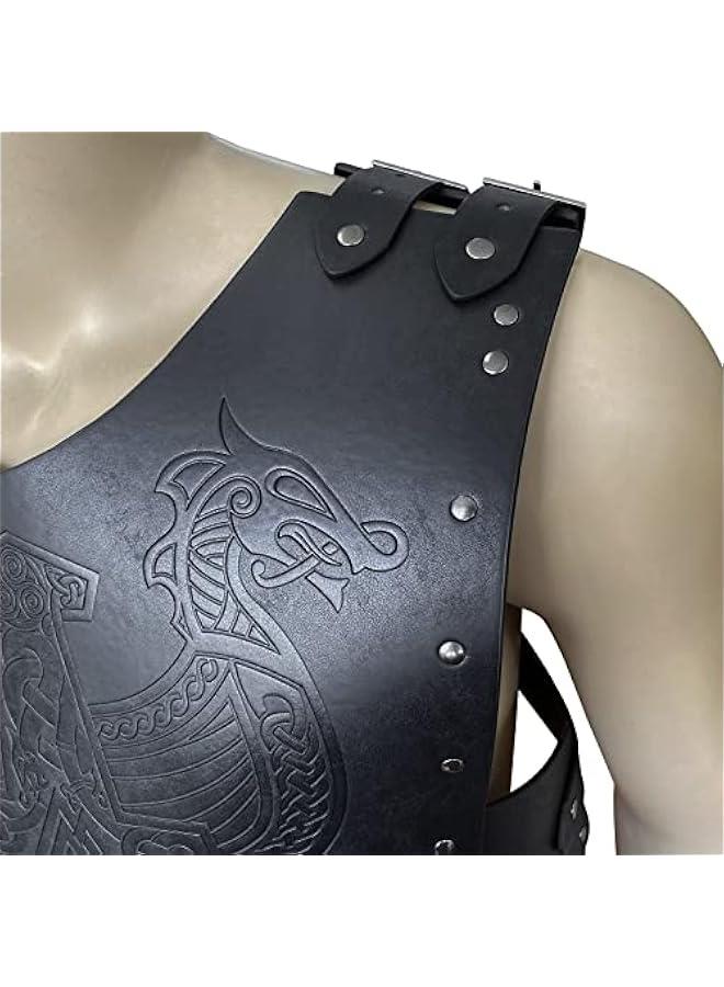 Viking Faux Leather Embossed Chest Armor, Retro Medieval Knight Leather Armor for LARP/Cosplay - Image 2