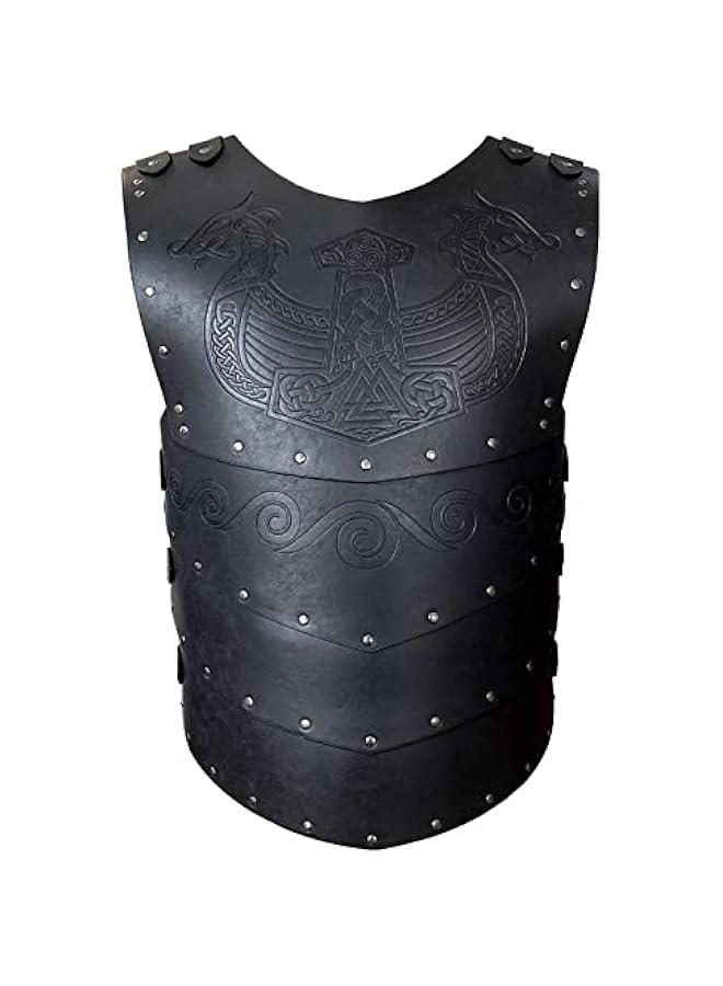 Viking Faux Leather Embossed Chest Armor, Retro Medieval Knight Leather Armor for LARP/Cosplay - Image 1