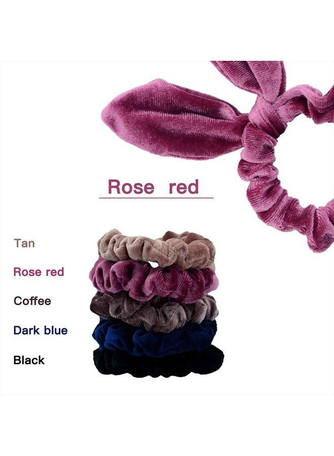 Simnice 25 Pack Hair Scrunchies Rabbit Bunny Ear Bow Bowknot Scrunchies Velvet Scrunchy Bobbles Elastic Hair Ties Bands Ponytail Holder - Image 4