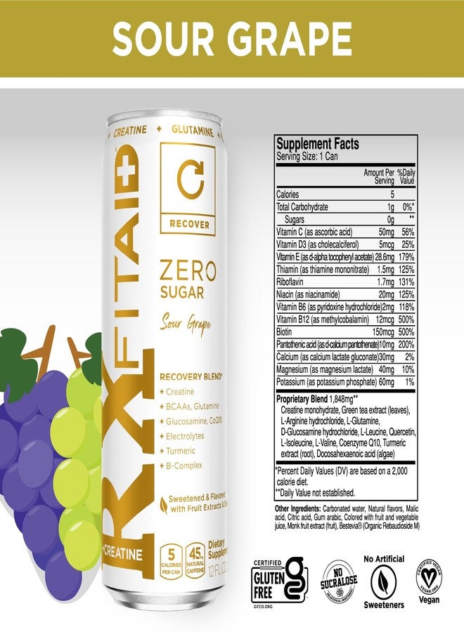 لايف ايد FITAID Rx Zero، مناسب لنظام الكيتو الغذائي، مشروب التعافي رقم 1 بعد التمرين، 0 غرام سكر، كيرسيتين، كرياتين، أحماض أمينية متفرعة السلسلة، شاي أخضر، 5 سعرات حرارية، 12 أونصة سائلة (عبوة من 12) - Image 3