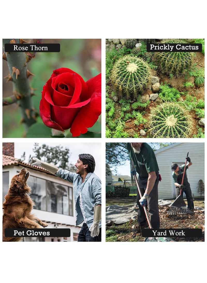 KASTWAVE Heavy Duty Gardening Gloves, Rose Pruning Gloves for Men & Women, Long Thorn Proof Gardening Gloves, Breathable Leather Gauntlet , Best Garden Gifts & Tools for Gardener (Large, Beige) - Image 3