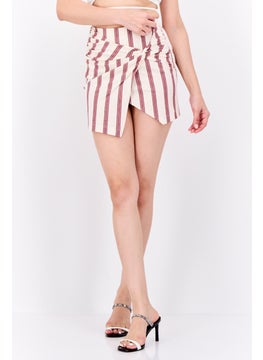 Bershka Women Stripe Mini Skirt, Cream  - Image 1