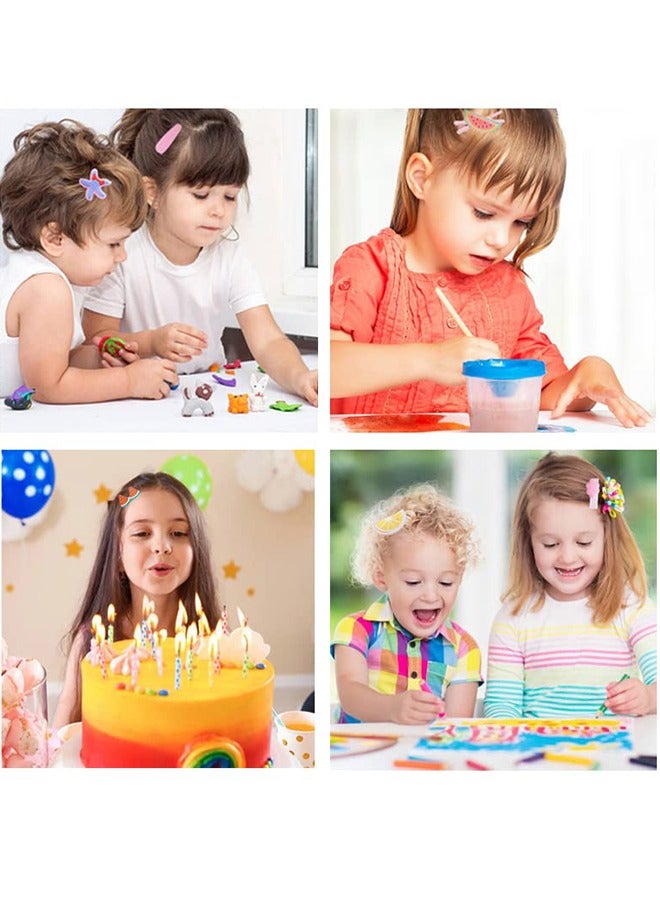 28 قطعة مشابك شعر لطيفة، إكسسوارات شعر عصرية للبنات بأشكال أزهار وفواكه بألوان قوس قزح وحلوى، غير قابلة للانزلاق، مثالية للفتيات، الأطفال، المراهقات والأطفال الصغار (وردي متعدد الألوان) - Image 4