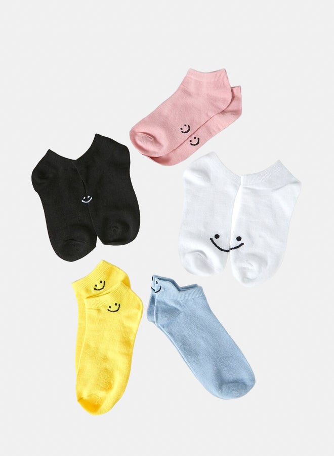 FOREVER 21 Happy Face Ankle Socks Set - 5 pack  - Image 1