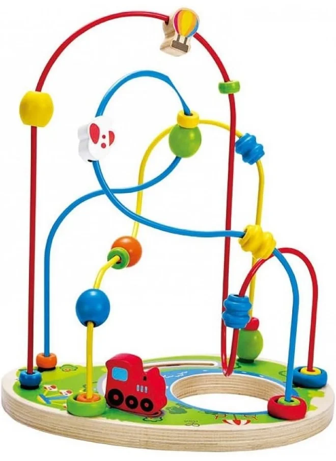 Hape Playground Pizzaz Wooden Educational Bead Maze | Color Identification, Counting & Motor Skills Toy For Toddlers