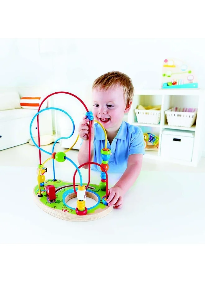 Hape Playground Pizzaz Wooden Educational Bead Maze | Color Identification, Counting & Motor Skills Toy For Toddlers