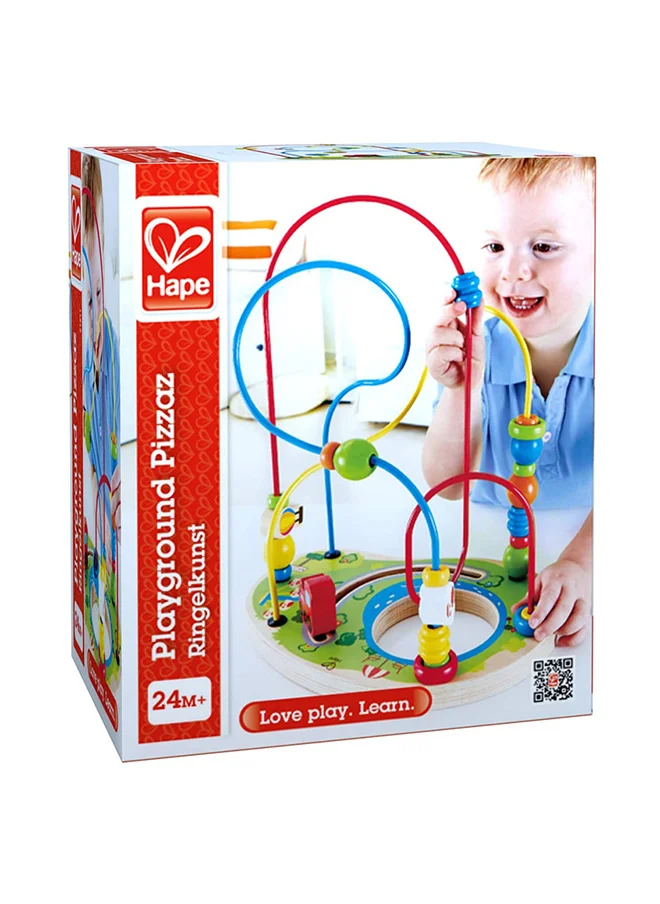 Hape Playground Pizzaz, Wooden Bead and Rings Maze, Toddler Toys,Multicolor