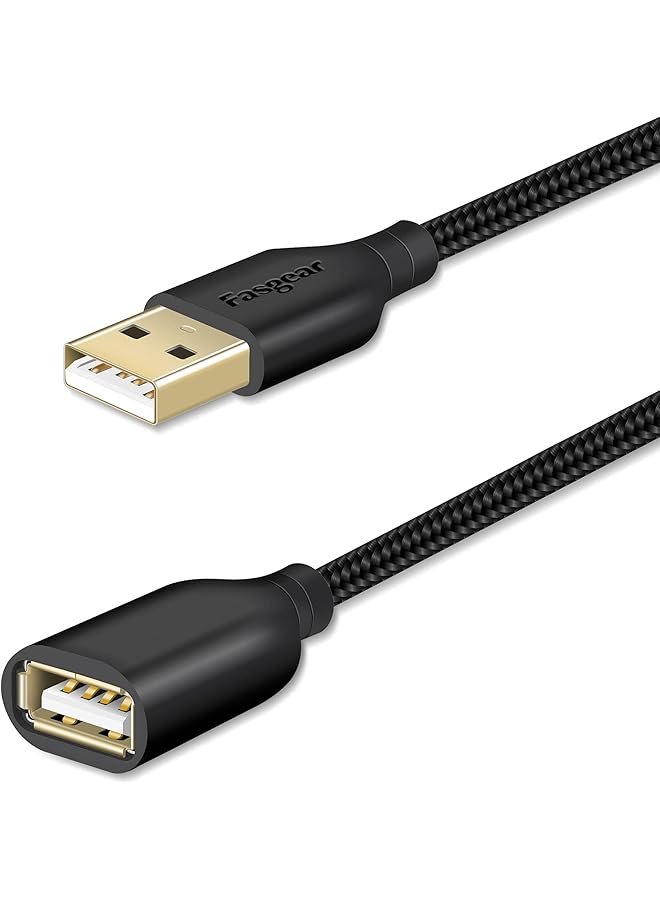 Fasgear Usb 2.0 Extension Cable 10Ft A Male To A Female Usb Extension Lead For Charging And Syncing Usb Extender For Printers Cameras Mouse Keyboards And Other Computer Accessories 3M Black - Image 1