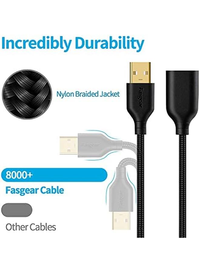 Fasgear Usb 2.0 Extension Cable 10Ft A Male To A Female Usb Extension Lead For Charging And Syncing Usb Extender For Printers Cameras Mouse Keyboards And Other Computer Accessories 3M Black - Image 2
