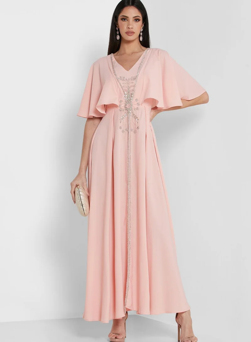 Fashion Trends by Suzy Matar Wide Sleeve Pleated Dress