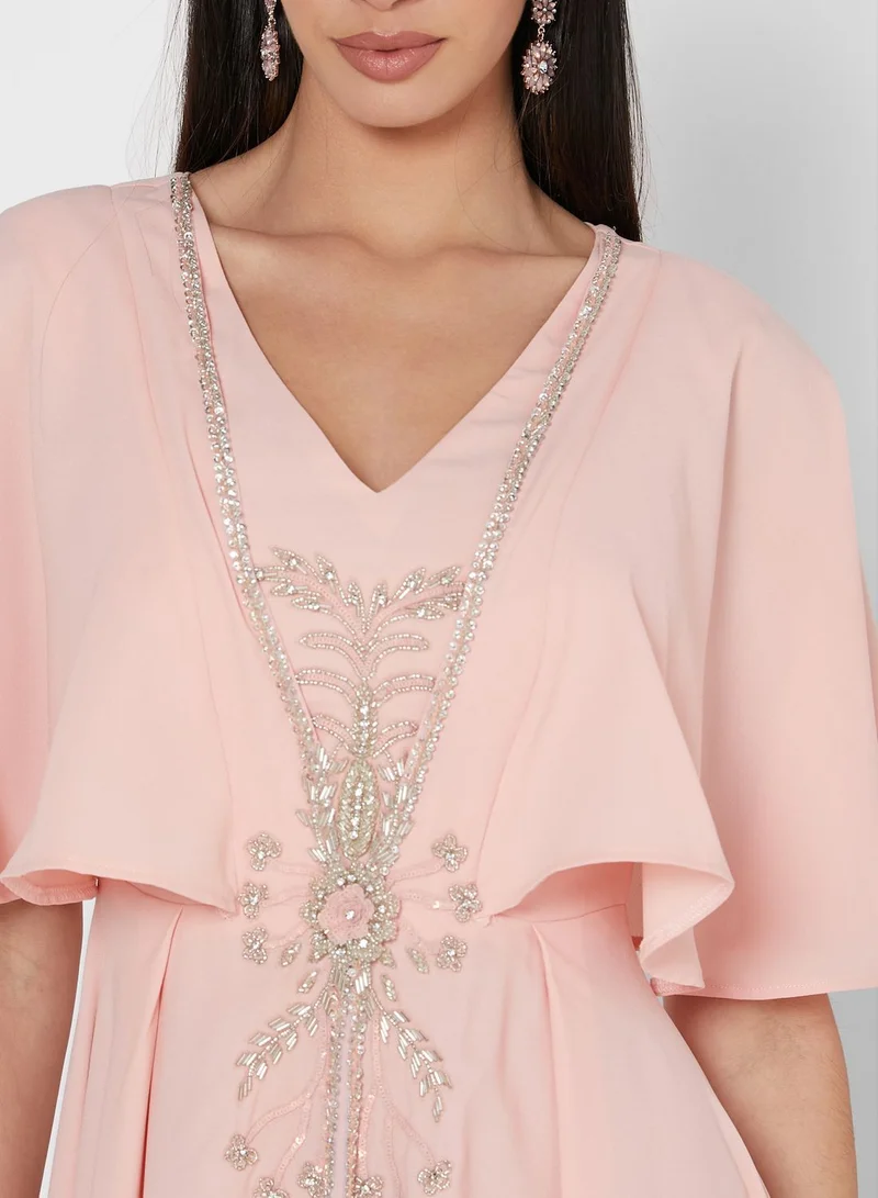Fashion Trends by Suzy Matar Wide Sleeve Pleated Dress