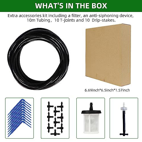 JIYANG Solar Automatic Drip Irrigation Kit System, JIYANG Solar Powered Auto Easy DIY Watering Device Supported Pots Plants, 6-12 Timing Modes With Anti-Siphoning Device (Expansion Kit/Extra Accessories Kit) - Image 3