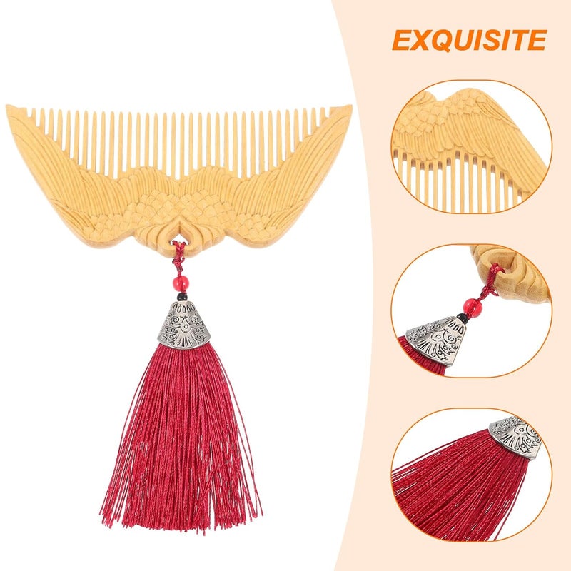 Angel Wings Wooden Comb Small Portable Wood Styling Comb for Women Hair Detangling Compact Fine Tooth and Daily Use - Image 3